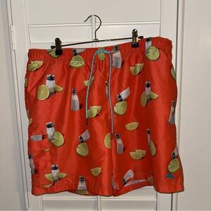 Orange Tommy Bahama Swim Shorts with Lime and Salt Shaker Print